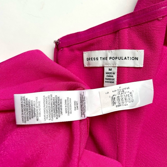 Dress The Population Bailey Off-The-Shoulder Slim Midi Dress Hot Pink Size M - Picture 12 of 13